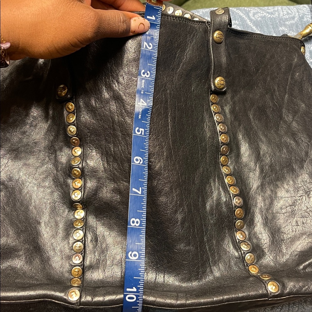 Campomaggi Black Leather Bag with Studded Straps - Picture 6 of 6